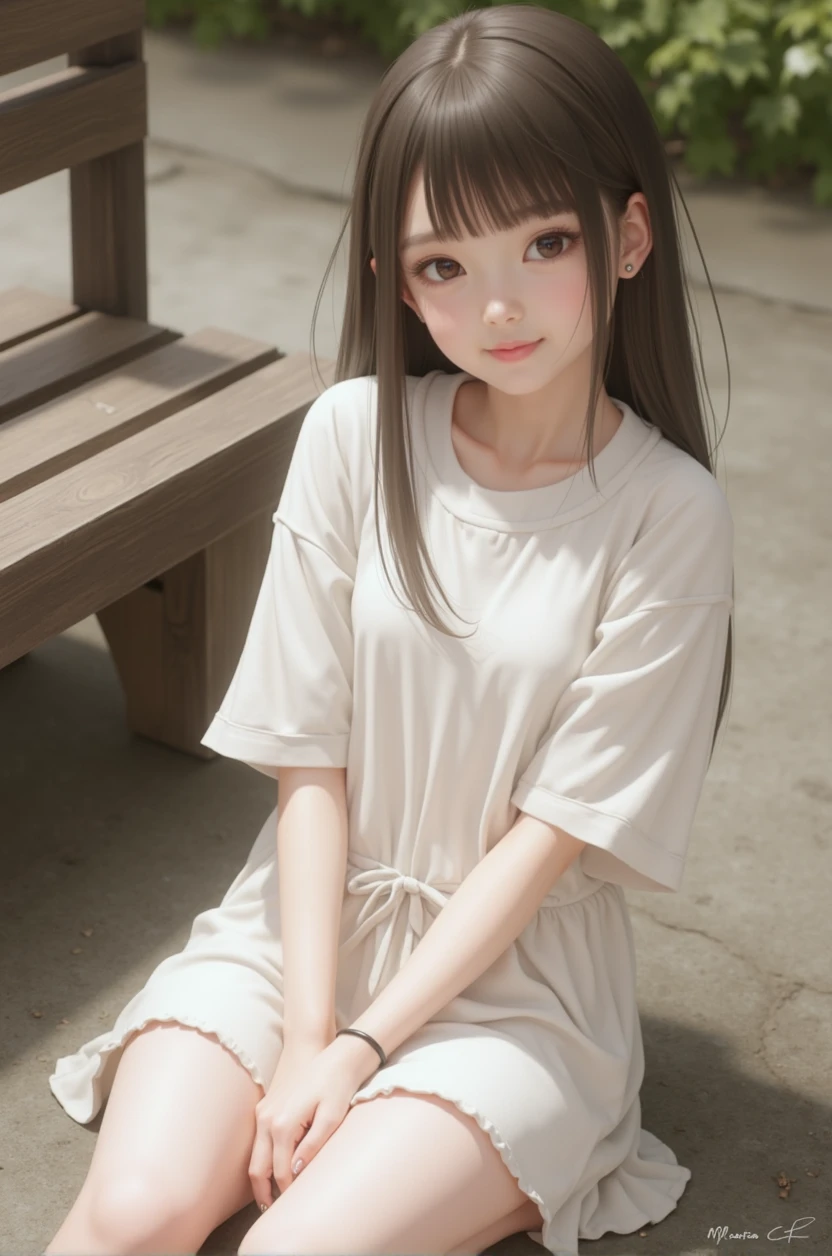 ((Attention to detail)),(Very detailed), Very detailed CG ユニティ 8k 壁紙, beautiful girl,((Two people)), Highest quality, 8k, ((8-year-old))、girl、Straight long hair、Summer clothing、((Smile))、Bust Shot、(Ocean)、