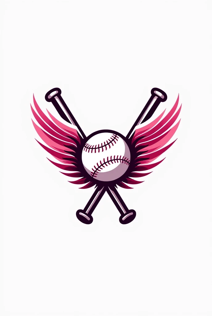 White and pink softball team logo with softball bats and