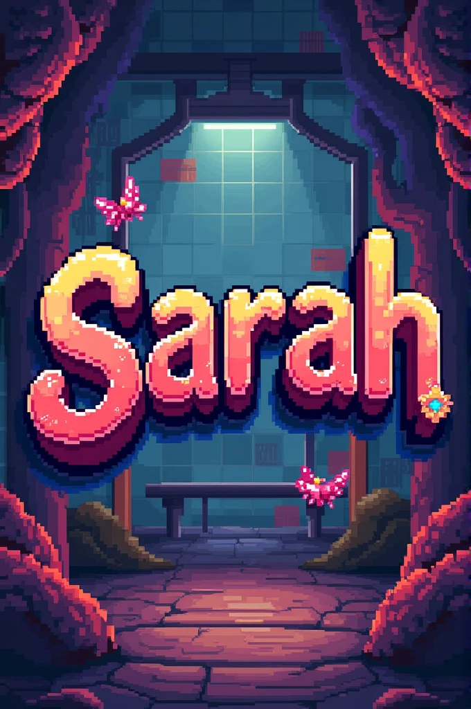 A pixelart of the name Sarah