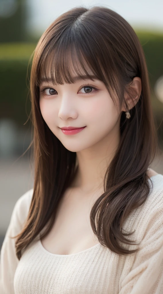 Tabletop, Highest quality, shape, Very detailed, finely, High resolution, 8k wallpaper, 完璧なダイナミックな構shape, Beautiful and detailed, Tokyo Trends&Random Cute Hairstyles, Small breasts, Natural color lip, Random sexy poses,Cute smile,20-year-old girl、Beautiful and elaborate face、Perfect and beautiful face,Big eyes、Beautifully detailed face、Perfect and beautiful double eyelids、Blur the background、Perfect and beautiful face、Feminine poses、Blur the background、Slim face and figure、Blur the background,smile、Actual photo