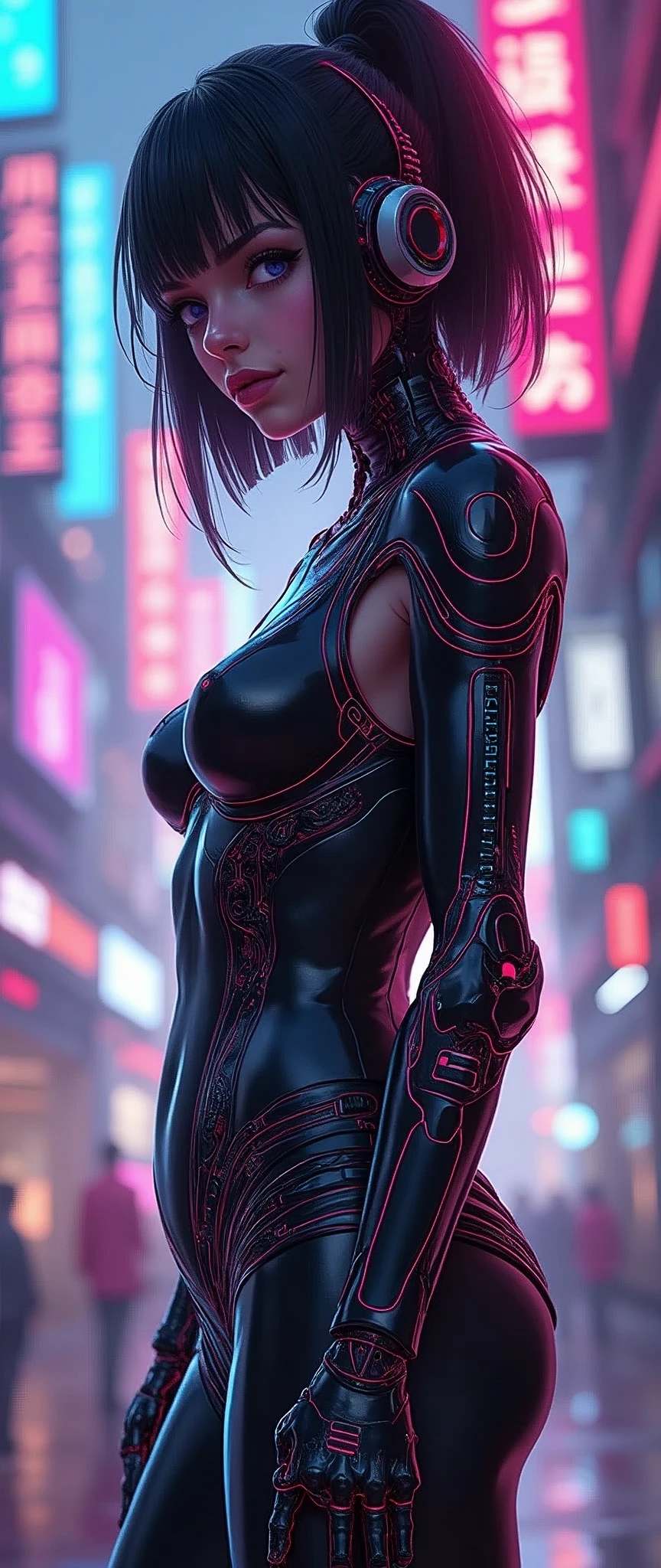 (masterpiece:1.2),(Highest quality),(Super detailed),(Ultra-high resolution),(Best illustrations),8k,wallpaper,Future City,Beautiful female cyborg,whole body,psychedelic,Vector art,Layered textures,progressive,pop,sf,cyber punk,(Super sexy:2.0)