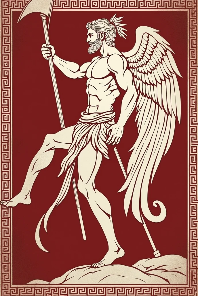 a flag of the titans from greek mythology, in white and red colors