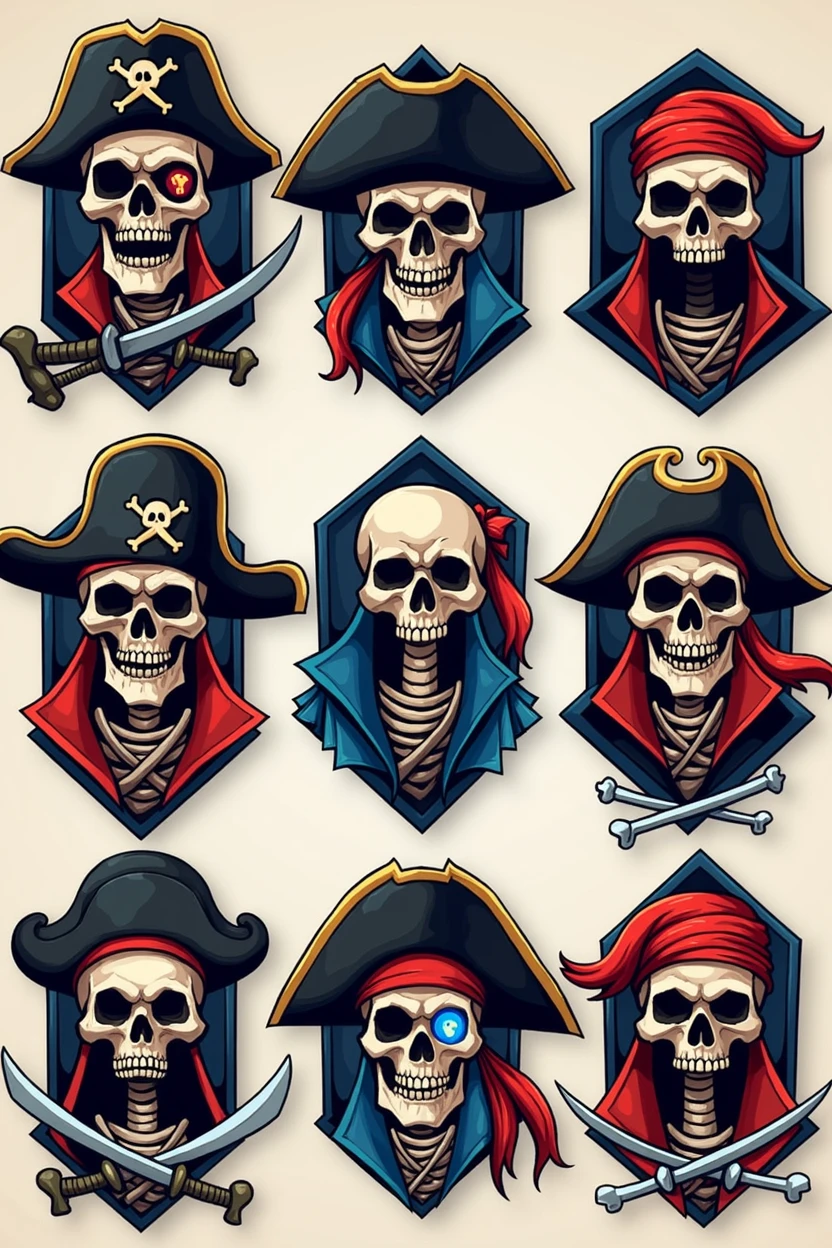 Pirate Skull Skeleton Themed Twitch Channel Badges