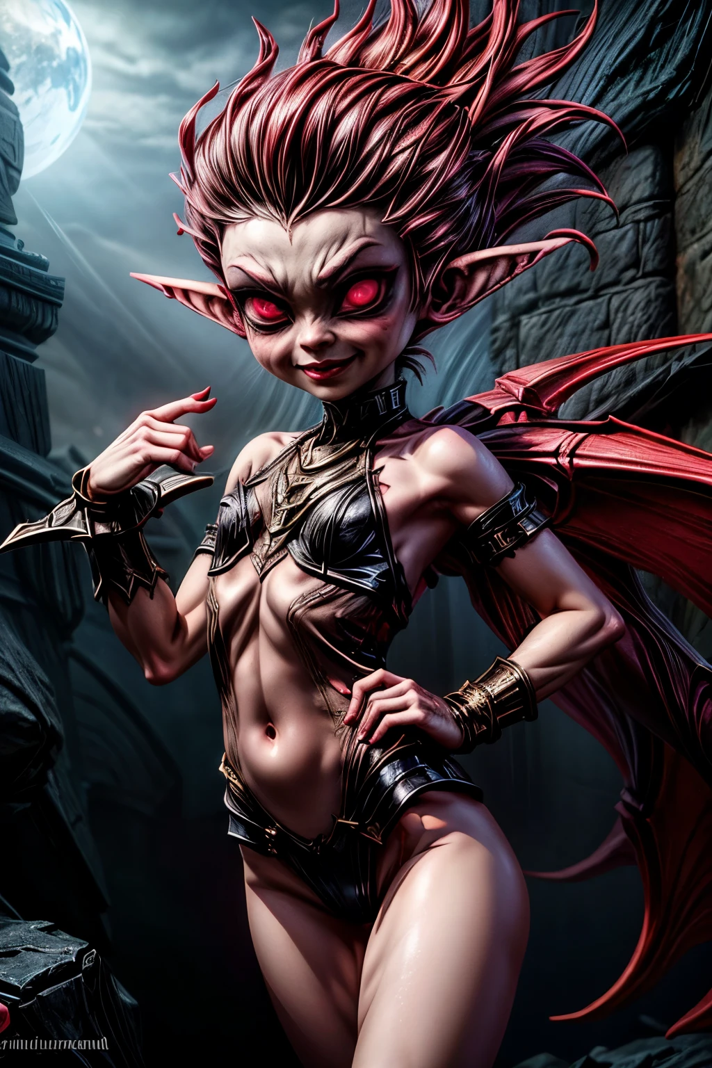 girl with small breasts, with exotic red clothing, dark ebony skin, round and butt, Epic Fantasy Art Style HD, 4K fantasy art, epic fantasy digital art style, epic fantasy art style, Fantasy Woman, epic fantasy art portrait, Epic fantasy style,slender body,childshi body, hyperrealistic fantasy art, hd fantasy art, Epic fantasy character art, epic fantasy art, in style of dark fantasy art, epic fantasy digital art, (iluminación cinematográfica :1.4), (estilo encaje lingerie red:1.4)