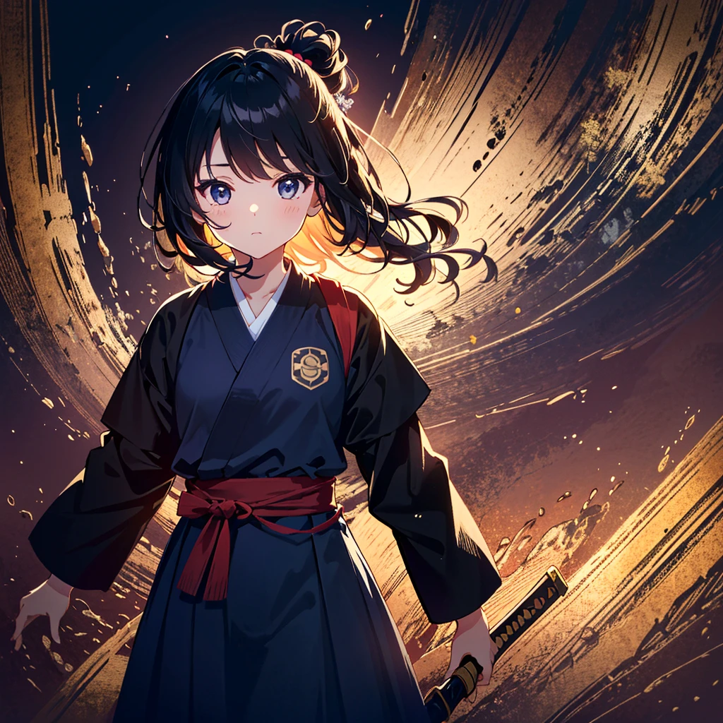 {{{Masterpiece, highest quality, high resolution background}}}, bright and beautiful atmosphere, 1 girl (, round face, baby face), small breasts, kendo dojo, girl wearing kendo uniform and holding a wooden sword, "deltamon_sdXL :0.73)>Deltamon"