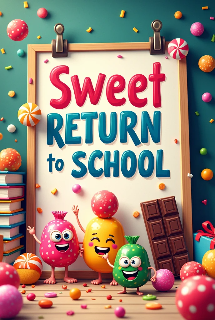flyer for a “sweet return to school” activity and candy bits