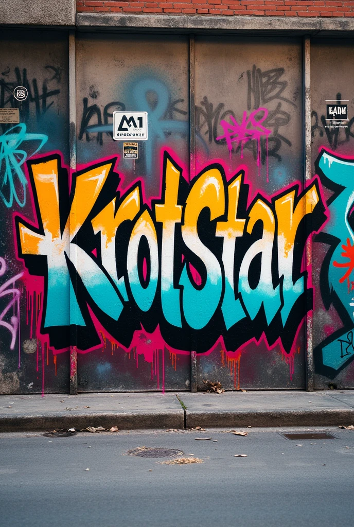 A wall covered in graffiti " KrotStar "