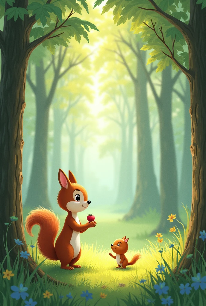 Please draw a picture book. Please draw 4 pages in one illustration with a gentle touch. Please draw illustrations for all pages and give them a title.:
「A small story of life」
Page 1:
In the big forest、There lived a little squirrel。The squirrel's name is Lili。every day、Running energetically through the forest。
Page 2:
Lili loves playing with her forest friends.。but、リリのmotherは、Always Lily「Be careful.」Says。
Page 3:
one day、Lili is in the deep forest、I found a wounded bird。The little bird is very weak、I couldn't even move my wings.。
Page 4:
Lily was surprised、I wanted to help the little bird.。「How can I help the bird??」Lili was in trouble。
Page 5:
Lili gently picked up the little bird.、motherのところへ急いで帰りました。「mother、The little bird is weak。What should I do?」
Page 6:
motherは静かにリリに言いました。「Life is very important。We care for each other、We have to help each other.。」
Page 7:
motherは小鳥のために、Make a bed out of soft grass、I was cared for with kindness.。リリもmotherと一緒に、I prayed for the little bird to get better.。
Page 8:
A few days later、The little bird slowly regained its strength、Now I can fly again。リリとmotherは大喜びです。
Page 9:
「I'm glad the little bird can fly again!」Lily said happily.。
Page 10:
motherはリリに微笑みかけて言いました。「No matter how small a life is、Everyone is important。We have to treasure that life。」
Page 11:
Lily nodded.。「I get it.、mother。I will continue to cherish my friends and the creatures of the forest.。」
Page 12:
Lili is a little bird「Goodbye」While saying、I vowed in my heart。Let's not forget the importance of life、To continue to have a kind heart。
The end of this story、The preciousness of life and the importance of helping each other、Our goal is to make it easy for young children to understand。