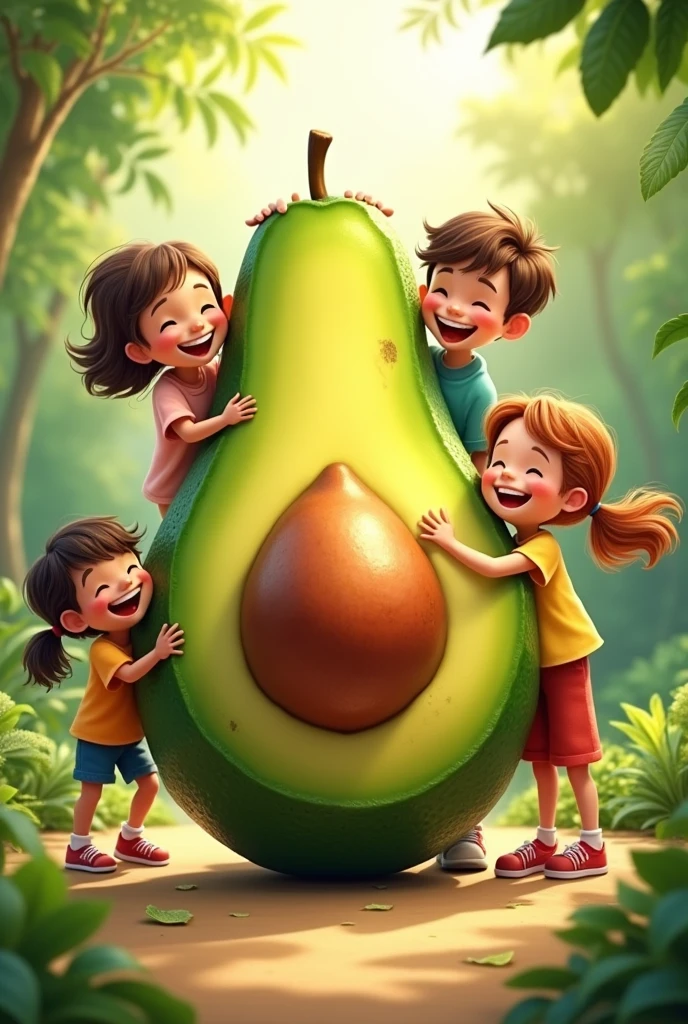 Avocado with happy children