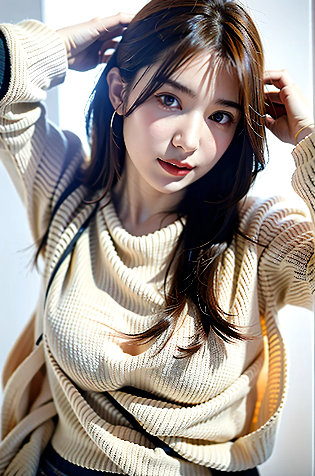 1girl,sweater,white background,