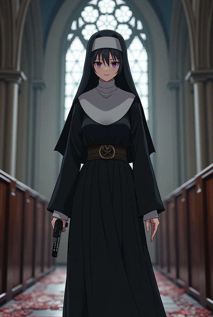 Kasumi Miwa, a character from the Jujutsu Kaisen manga, disguised as a nun for a secret mission.