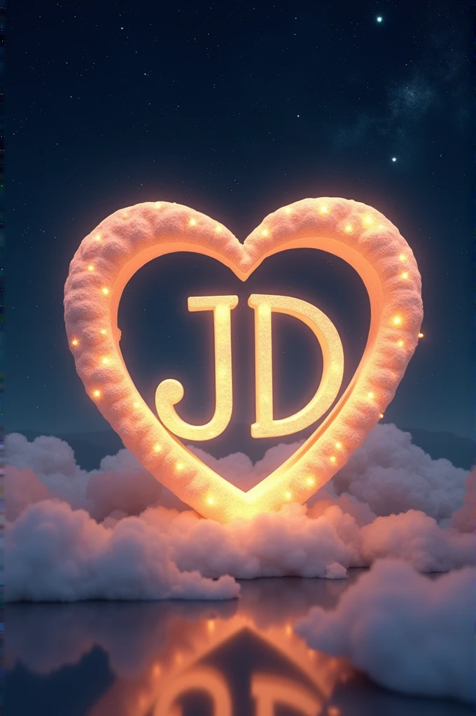 letter J ,D on a heart shaped moon