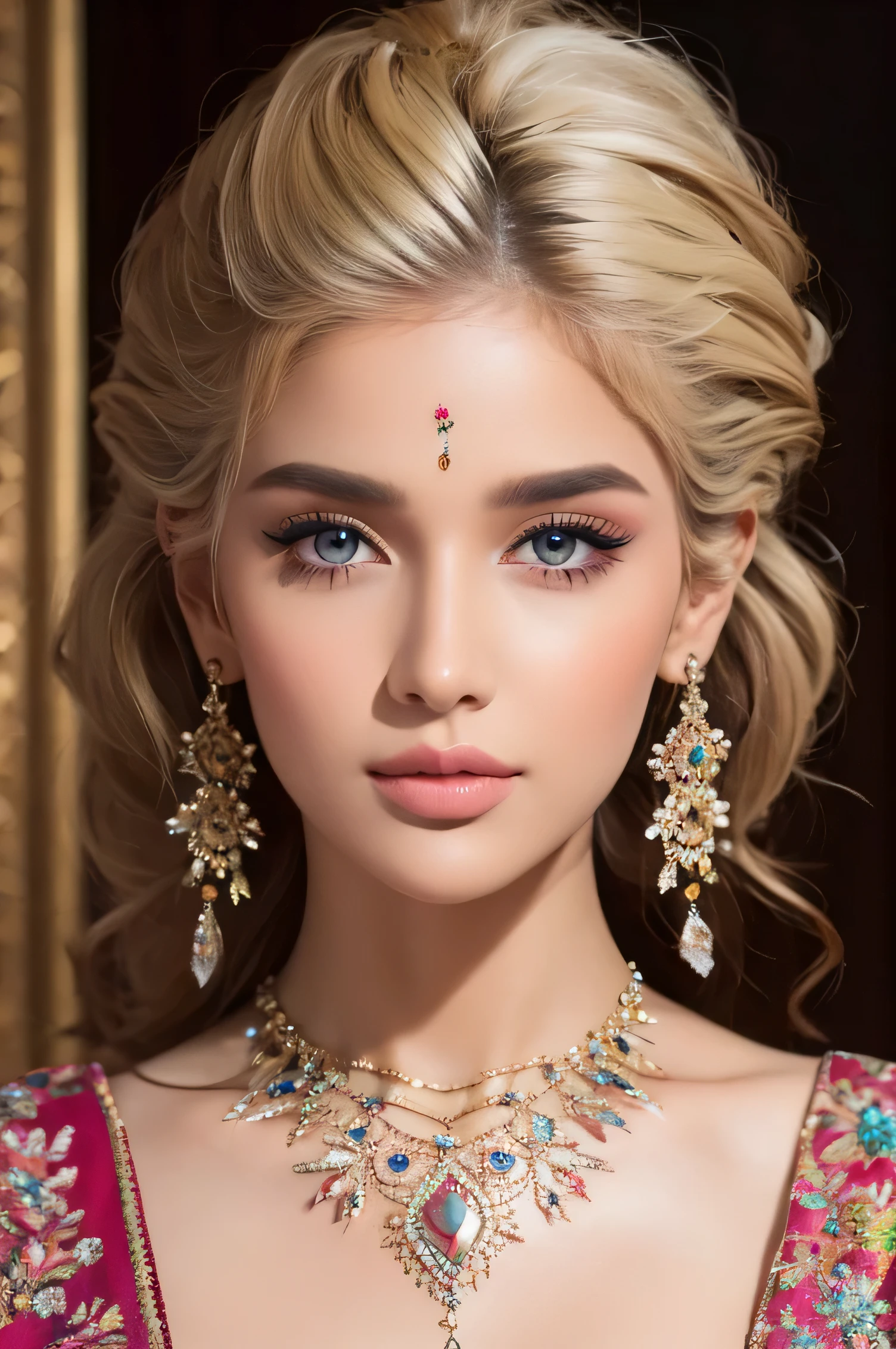 Let our AI platform take you on a journey into the world of art and beauty, with this incredibly detailed 16k image of a Pakistani woman. Marvel at the intricate details of her tattoos and the vibrant quality of her blonde hair and brown eyes.