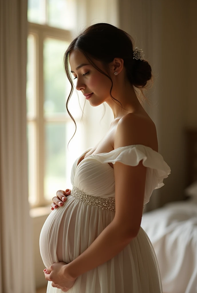 Pregnant women beautiful girl Wedding dress Erotic