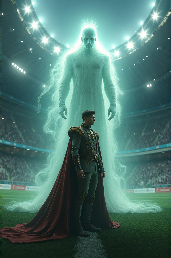 Ghost scaring a prince in a football stadium 