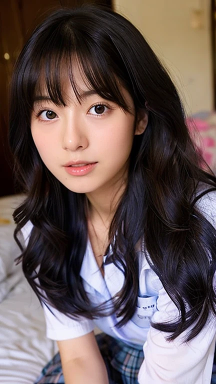 Japanese Beauty、bedroom、Ecstasy face、high school girl、My hair is messy、I&#39;m exhausted、Sweaty、Sweat droplets、Small breasts、Small undeveloped breasts、Lie on your back、Spread your legs、Spread your legs、Functional、masterpiece、Highest quality、High resolution、Very Short Hair、Screaming、ponytail、Hold in mouth、School Uniform、Lifting up the sailor skirt、You can see inside her skirt