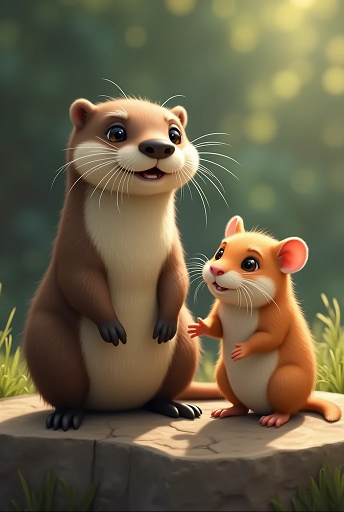 the otter and the hamster together, ready to start their task.