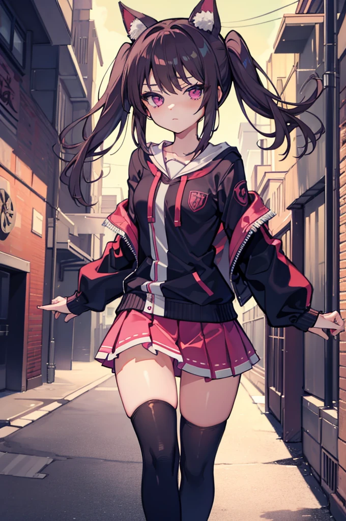 (hentai:1.1), (ideal:1.1), (perfection:1.1), (flawless:1.1), (best quality:1.2), (highest quality:1.2), dark alley, 1girl, solo, (loli:1.1), (cute little girl:1.1), cute face, cute outfit, skirt, thigh high socks, blouse, shirt, (thick thighs:0.9), small breasts, athletic body, highest quality eyes, highly detailed, 4k, best resolution, high quality shadows, beautiful quality light, best quality upscale, most beautiful upscale
