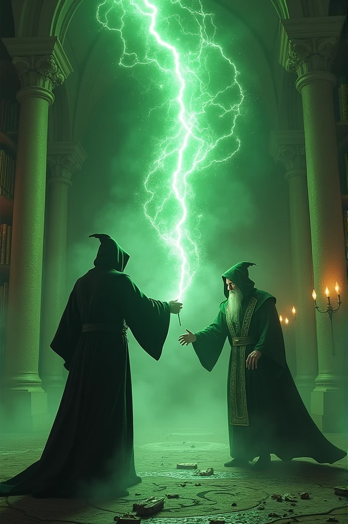 One wizard killing another with avadakedavra