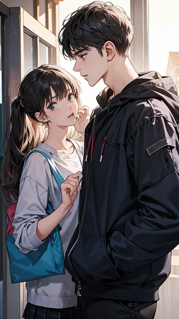college student couple,shut your mouth, Stationary face