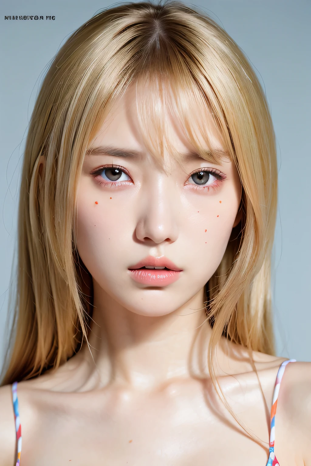 (Highly detailed body、Highly detailed face、Highest quality:1.2)、woman、blonde、big 、Breasts protruding from the swimsuit、Colored contact lenses、Tears Kuroko、Sexy Swimwear、can'I can't see my hands、4K,J Cup、Muscular body、Ocean岸、Ocean、((whole body、Full Body :1.5))