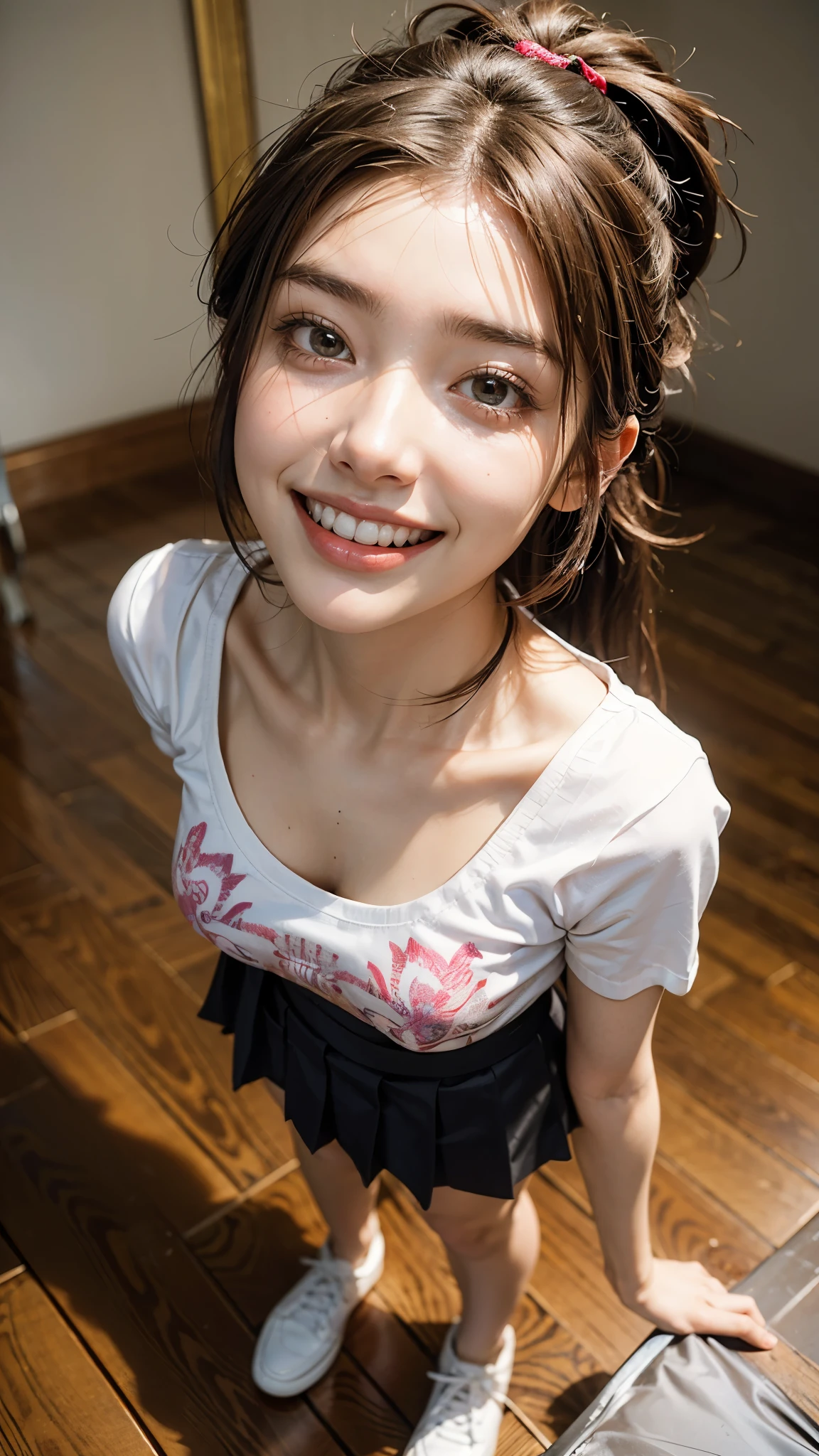 (realistic) portrait of (Freya JKT48), lips, (looking at viewer) with a (genuine smile), solo shot, (RAW photo), captured in ultra-high-definition (8K UHD) with a film grain effect.