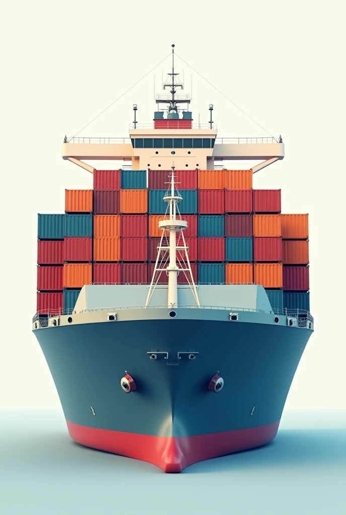 Um navio de container 2d, seen from the front