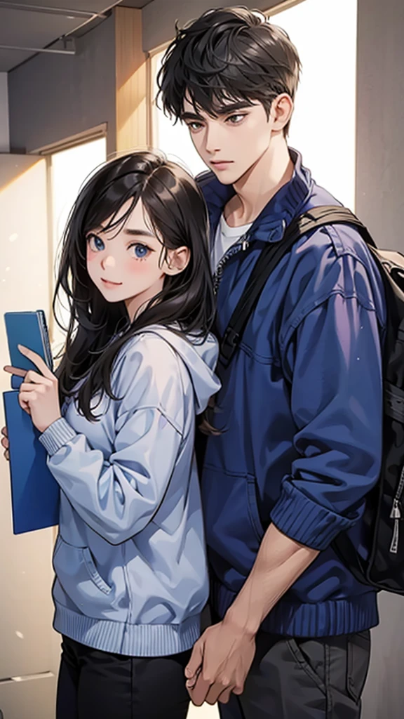college student couple,Stationary face