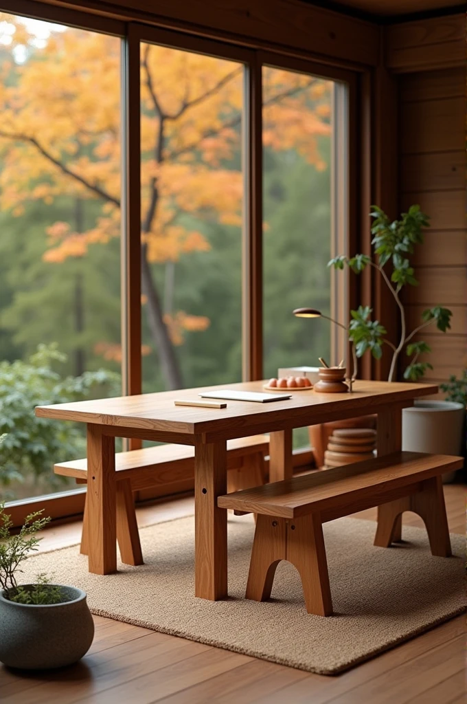 season. Work table mat and bench
