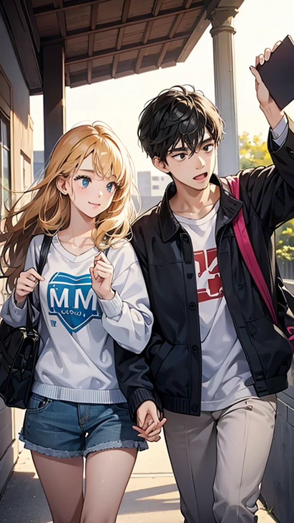 college student couple,Stationary face