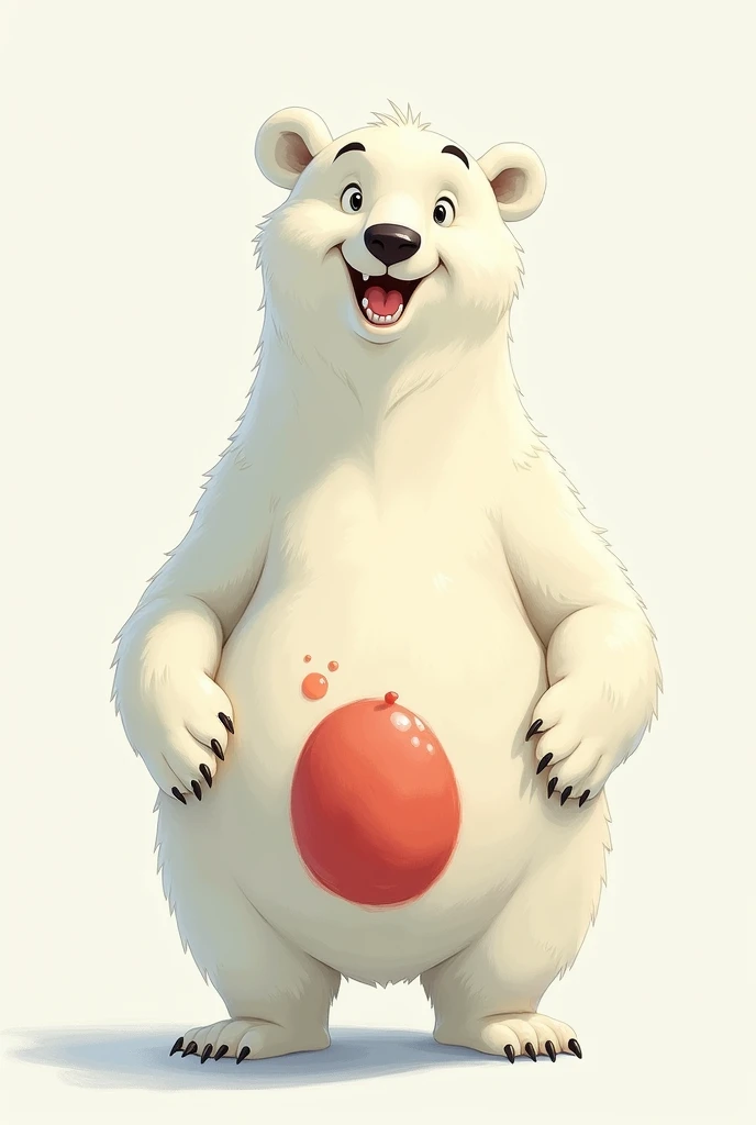 Anthropomorphic polar bear with penis in camera cartoon style medium canine penis