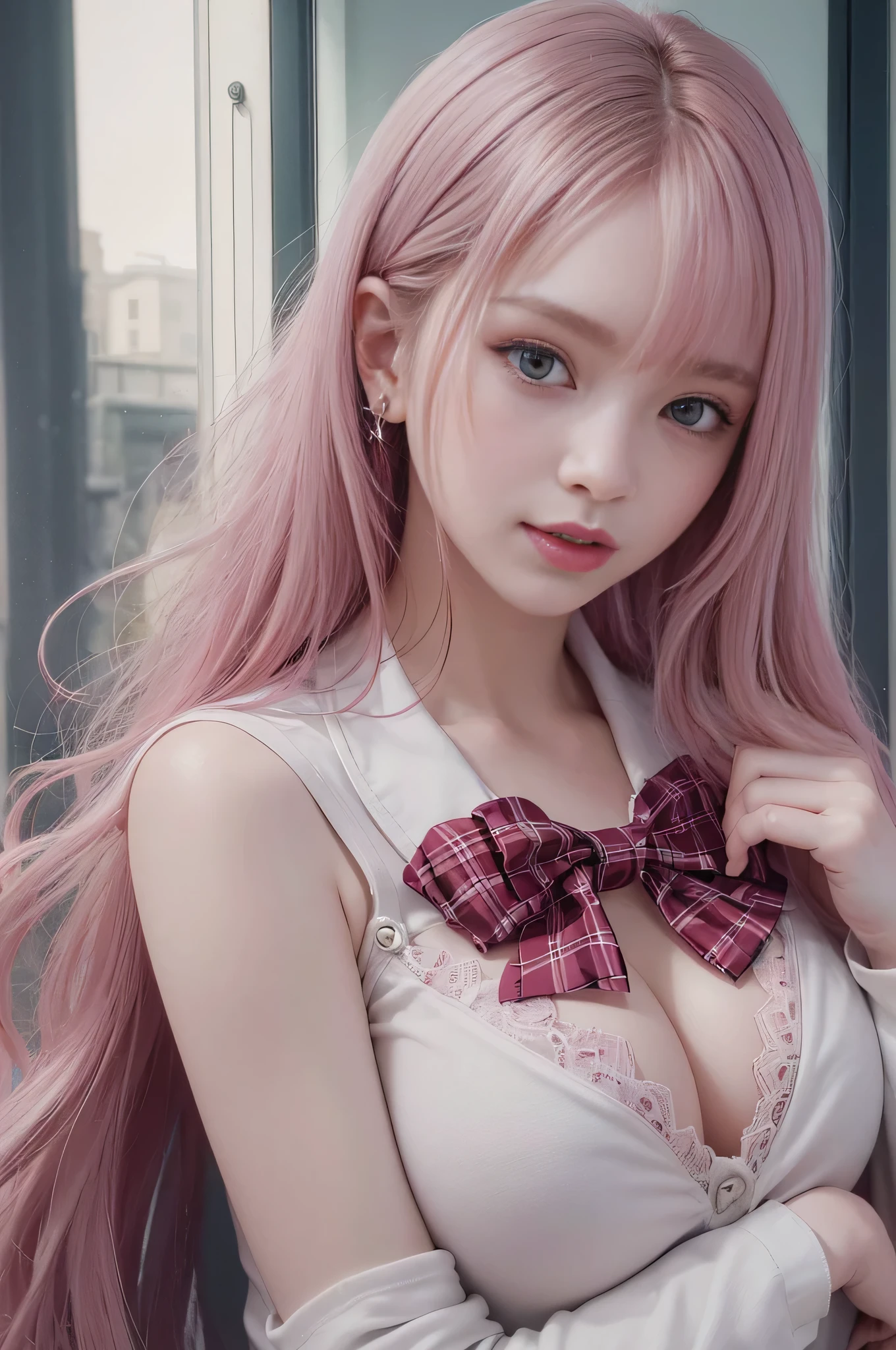 (Lying Girl)、Realistic, High resolution, Soft Light,1 female, alone, jewelry, Current school classroom,Biggest eyes,Low chest, Long Hair、((colour々colourのついた髪))(超Realistic)、(Awareness-raising)、(High resolution)、(8k)、(Very used to it)、(Best illustrations)、(Beautiful and beautiful eyes)、(highest quality),(Detailed face)、alone、1 girl、Looking at the audience、Get used to it、Detailed face、In the dark night、Deep Shadow、secret key、Pure erotic face ace_、length、Black shawl straight hair、46 point diagonal bangs,Female student、(White Blazer、Chest Emblem)、Translucent white blouse、Red bow tie、( 明るいcolourで,Plaid)、,8k, highest quality, 超High resolution, Tabletop, Realistic, Realistic, High Contrast, Photon Mapping, The real picture, smile、(Pink underwear is visible),(Wet pink bra、Panties are visible)、(She's wet)、