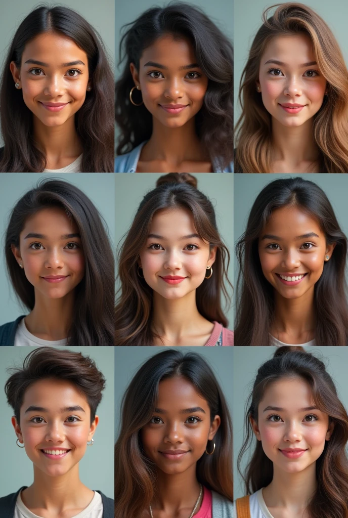 Profile photos that look real and like they are college students, of different characters 