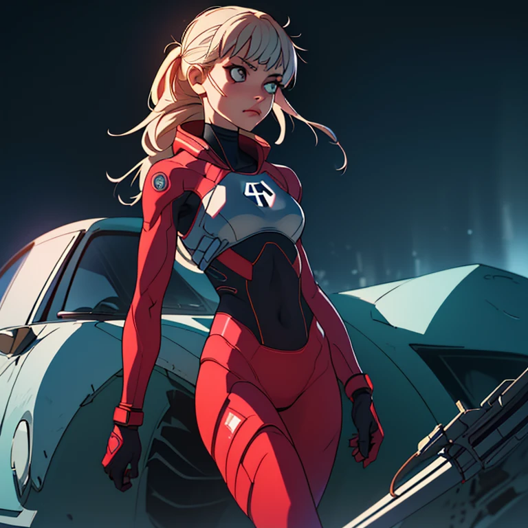 best qualtiy， tmasterpiece， Ultra-high resolution， （realisticlying：1.4）， RAW photogr， 1girll， （（tightsuit））， （（smallunderboob））， cold light，tightsuit，stocklings，no pant，dynamicposes，Show your arms