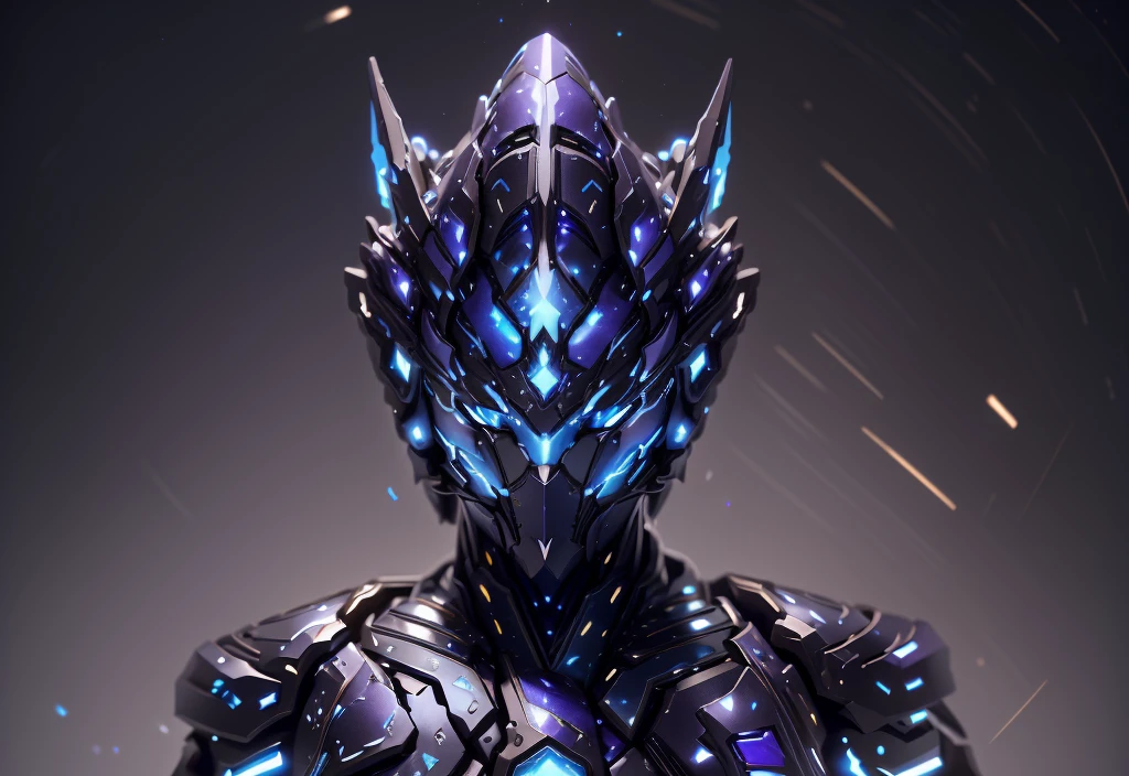 Keep this image as it is,The color changes from starry sky to blue and purple,Some starry blue and starry purple(Ensure its layering and armor texture,Starry sky color as main color)