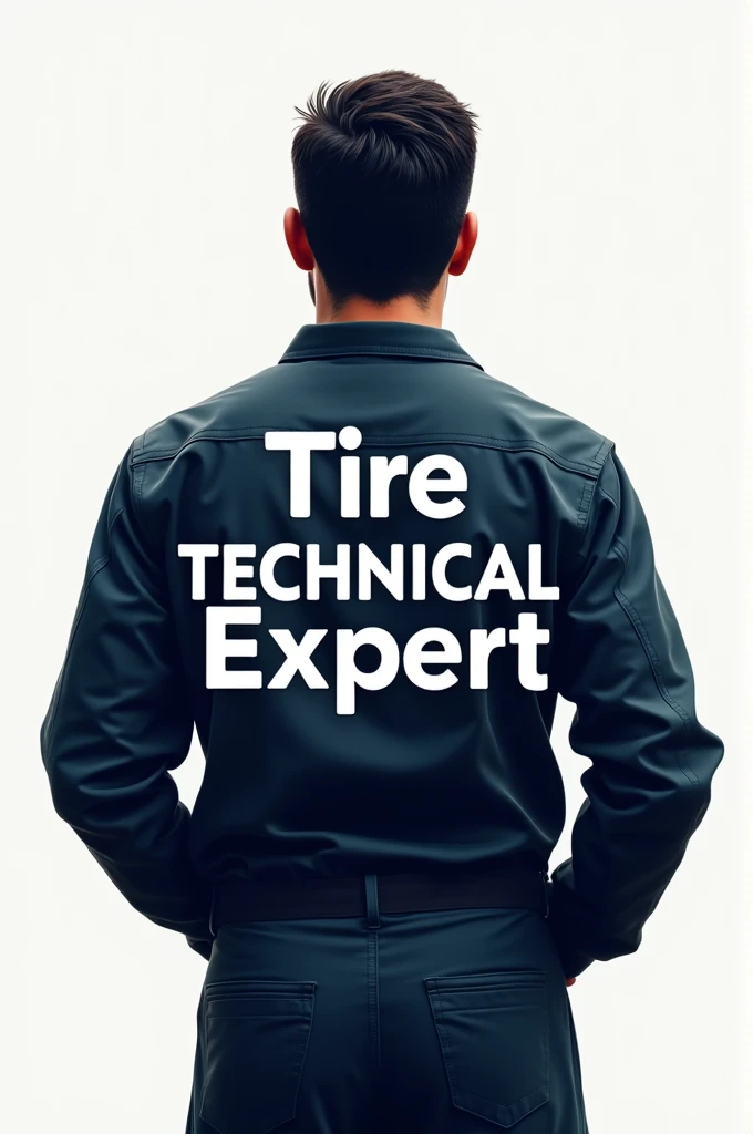 Tire logo Emphasis on the words "Tire Technical Expert" The back view of a professional worker in the center