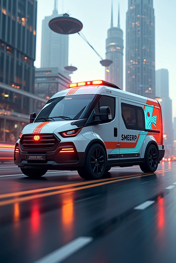 Make an ambulance with SMEERP logo.