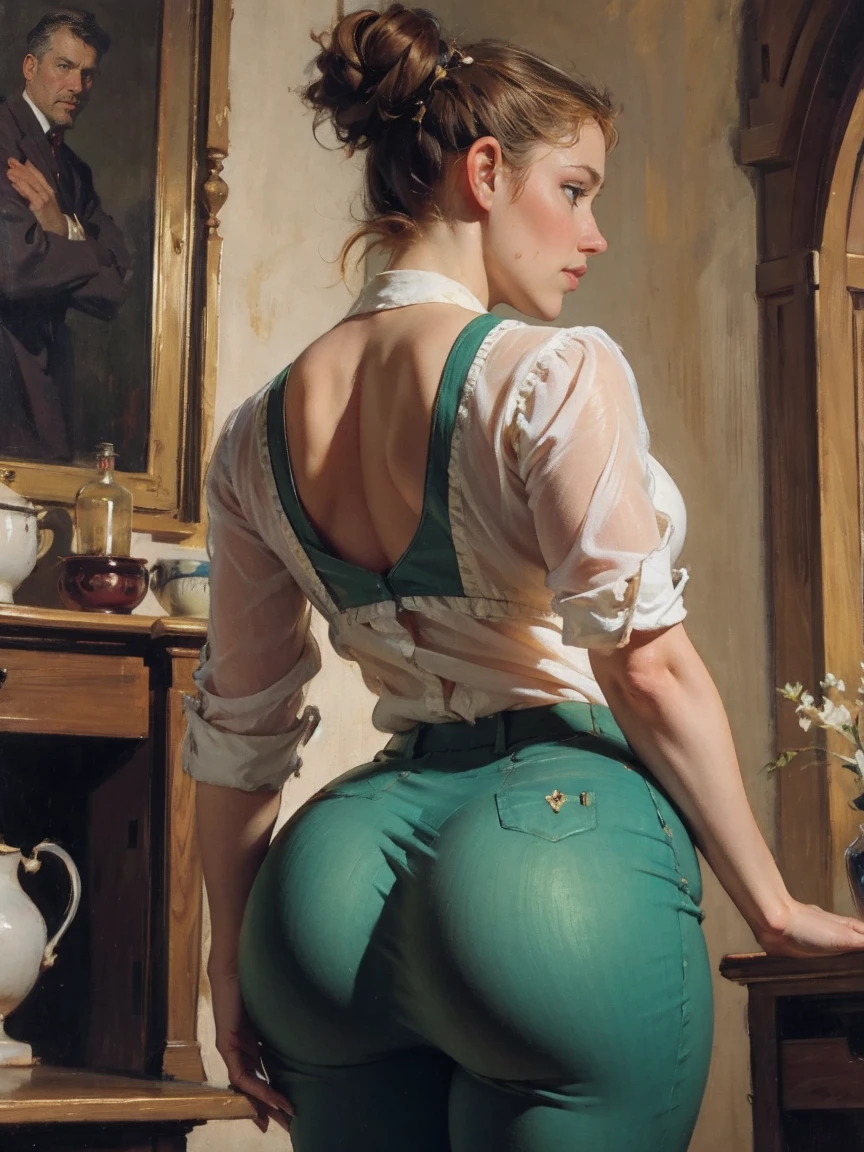 (Oak:1.1), , from behind, bending, Wide hips, thick thighs, chart, by sargent