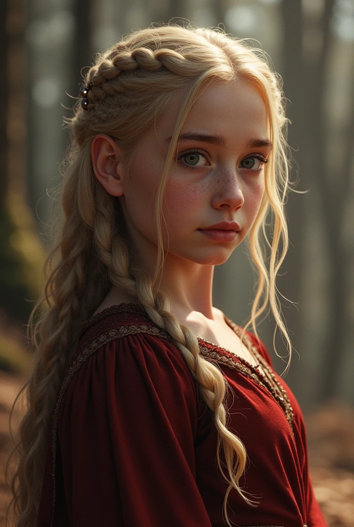 Create the fanart image of vomo would be a first daughter of the daughter of Rhaenyra Targaryen and Ser Criston Cole 