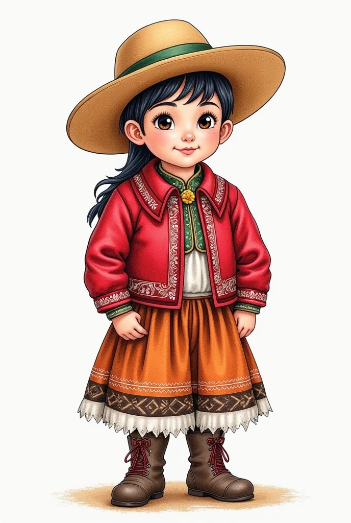 Draw a picture of a in a typical Arequipa costume