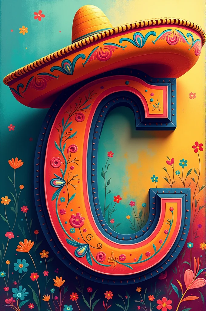 Create the letter C with a traditional Mexican hat