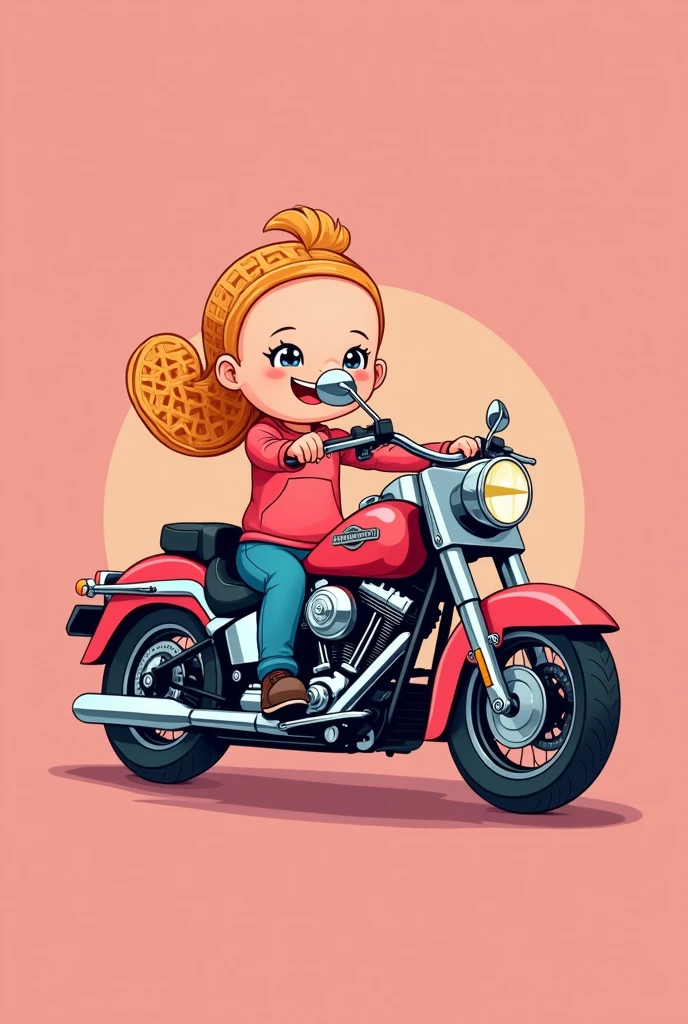 Pink entrepreneurship logo with a waffle on a pink Harley motorcycle