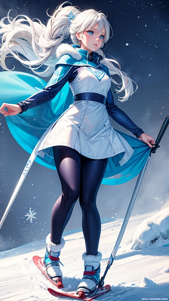Elsa from Frozen skiing in skiwear