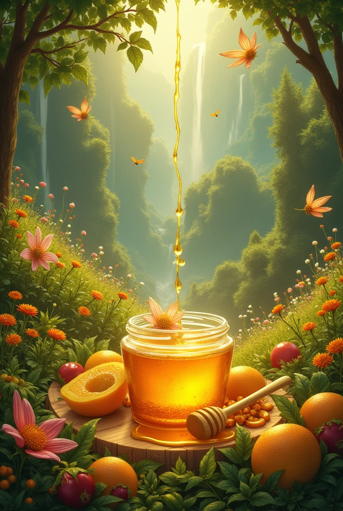 Paradise with honey and fruits