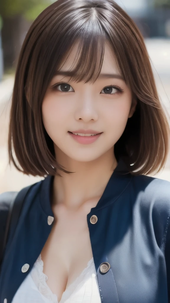 8k,Highest quality,(masterpiece:1.2),(Realistic),(Realistic:1.37),Ultra-high resolution,One College Girl,In town,smile,Beautiful Eyes,(((Cute casual clothes))),Perfect body,Perfect Fingers,Professional Lighting,gravure,Detailed face and skin texture,fine grain,RAW Photos