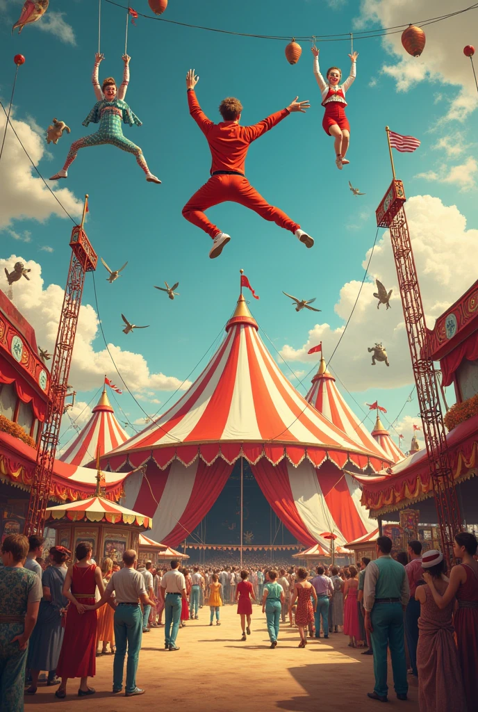 Circus-themed advertising art