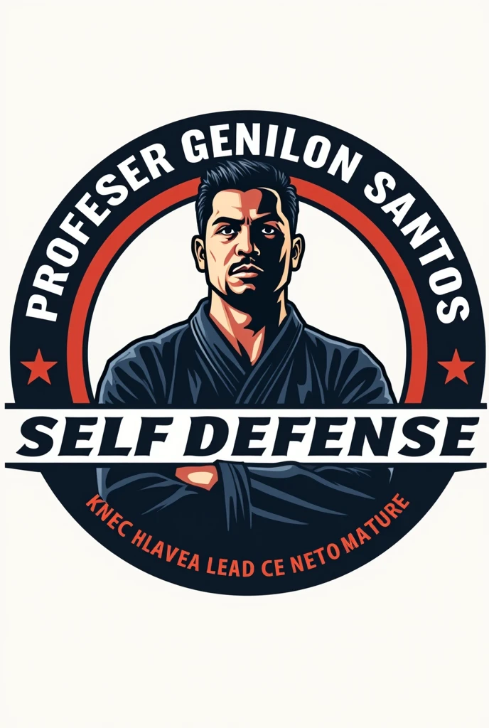 A round self defense logo with the words professor Genilson Santos and self defense written on it