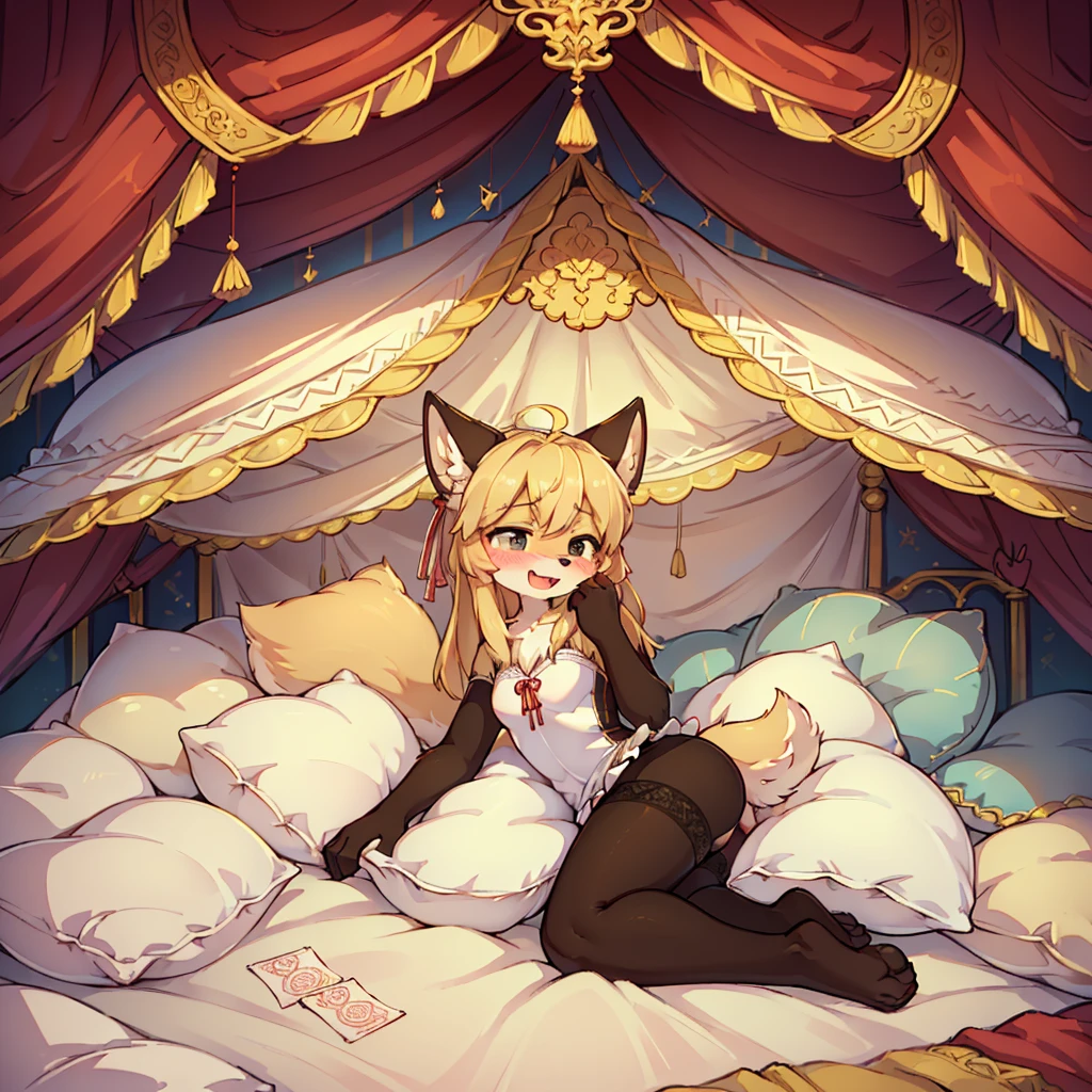 （masterpiece，best quality），mine, The Beast, , (Light and shadow suitable for any Pillow background））, 穿着Cheerleading服的可爱女孩在Pillow上摆姿势,，Cheerleading，nature,, (blush),a smile，Pillow,（Lots of Pillow），Soft cushion，（canopy bed），（Pillow），Lots of Pillow，（Friction in the crotch），（（Pillow Hump）），（A tail），（Around the protagonist），steam，（Pillow），（Luxury Pillow），（Palace Pillow Pattern Pillow），（palace），（Palace bedroom），（Gorgeous Pattern Pillow），Soft Pillow，，（Classical European style bedroom ），（excited，shy person，Lack of expressiveness，），pillow hump,，(Deluxe Rococo Canopy King Bed),Luxurious curtains with ornate ruffles and ribbons hang around the large bed.,((((The bed is piled with many Pillows)))),Quilt details,Detailed bed linen,Ruffled Bed Skirt,Deep Bed,Background with depth,((Pillow in detail)), ((((A Lot of Pillow))))，,，Detailed Soft Pillow,,((女孩正躺在许多Soft Pillow上,There are many Pillows around))，、、In a large canopy bed、Soft sheets and quilts、Colorful soft Pillow、Lots of Ruffled Pillows and Ruffled Bed Skirts、Soft toned bed、Ruffled curtains around the bed.。Delicate face，（Gorgeous pattern pillow），Soft pillows，，（Classical European style bedroom ），（excited，Opened his mouth，Shy，），（（My）），Lace pantyhose，,holding pillow，FORTUNES,fox girl,MASTURBATING WITH PILLOW,LYING ON SIDE，LIE DOWN PRONE