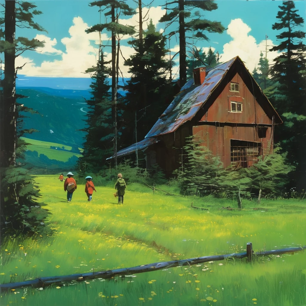 Record Cover Aphex Twin, The background color becomes softer, "Ambient Works Collection Vol... 4", acrylic painting, Trending on pixiv Fanbox, Palette knife and brush, Makoto Shinkai's Style Jamie Wyeth James Gilliard Edward Hopper Greg Ratkowski Studio Ghibli Genshin Impact