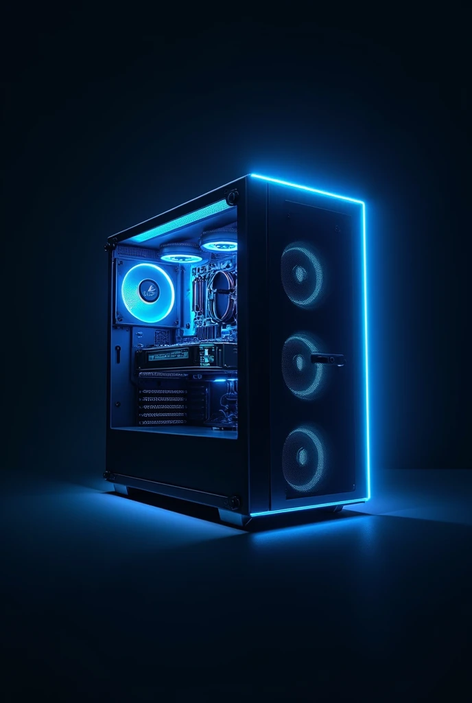 create a logo for me with a gamer pc in black and blue, and I wrote gamer aesthetics 
